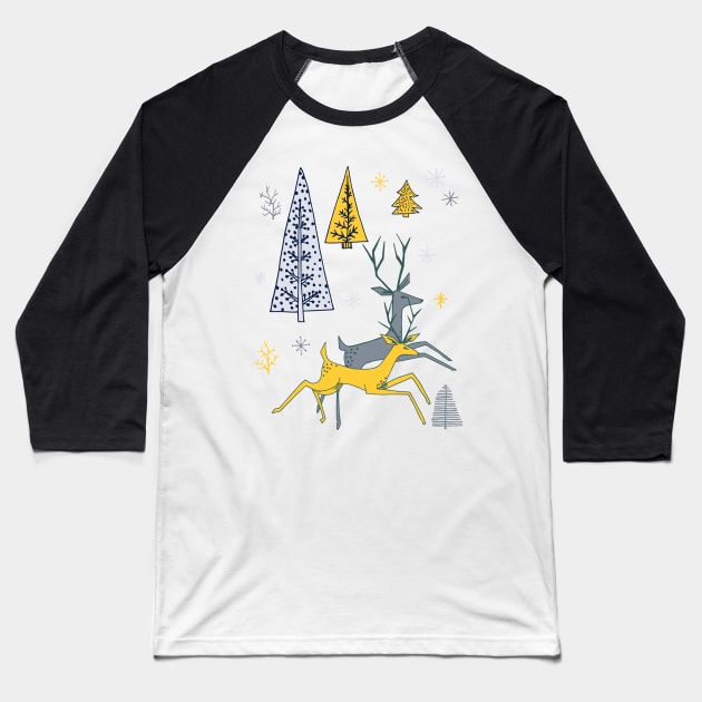 Cute Cartoon Deer Baseball T-Shirt by SWON Design